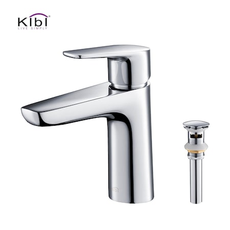 Kibi Harmony Single Handle Bathroom Vanity Sink Faucet with Pop Up Drain C-KBF1011CH-KPW100CH
